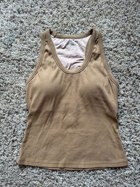 OGL Ribbed built in bra Tank Top in Camel Brown
